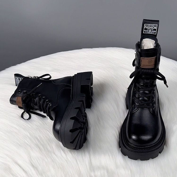 Platform Sole Double-zipper Fleece-lined Martin Boot