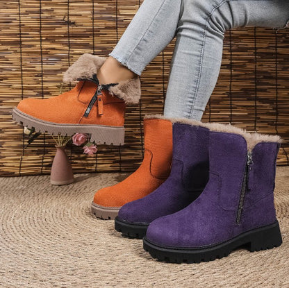 Side Zipper Plush Lined Winter Snow Boot