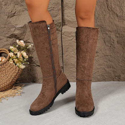 Winter Suede Buckled Knee Boot