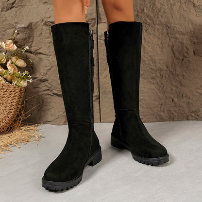 Winter Suede Buckled Knee Boot
