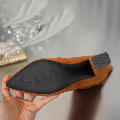 Ruched Detail High-heeled Knee-high Slouchy Boot