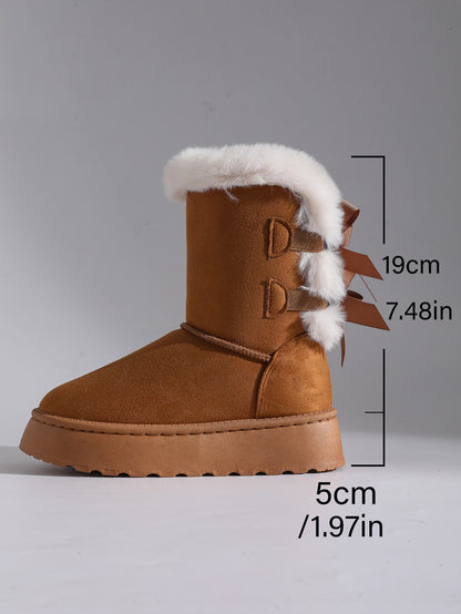 Comfy And Warm Thick-soled Fur Trim Ankle Boot