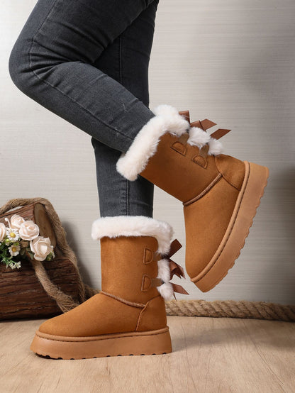 Comfy And Warm Thick-soled Fur Trim Ankle Boot