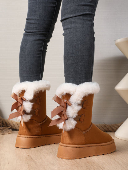 Comfy And Warm Thick-soled Fur Trim Ankle Boot