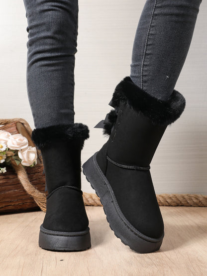 Comfy And Warm Thick-soled Fur Trim Ankle Boot