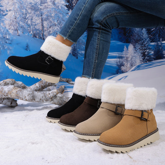 Belt Buckle Fleece-lined Side Zipper Boot