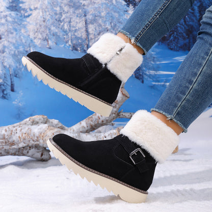 Belt Buckle Fleece-lined Side Zipper Boot