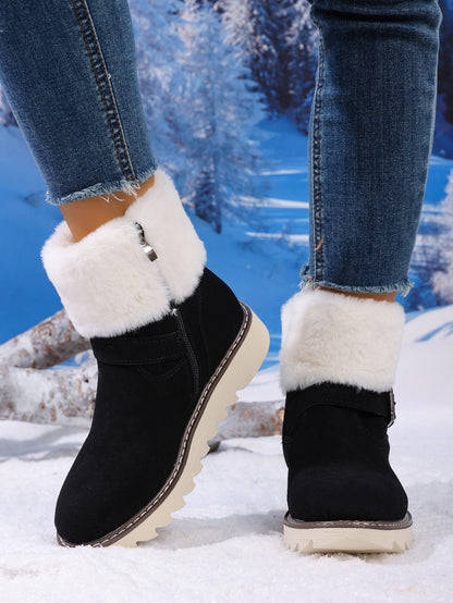 Belt Buckle Fleece-lined Side Zipper Boot