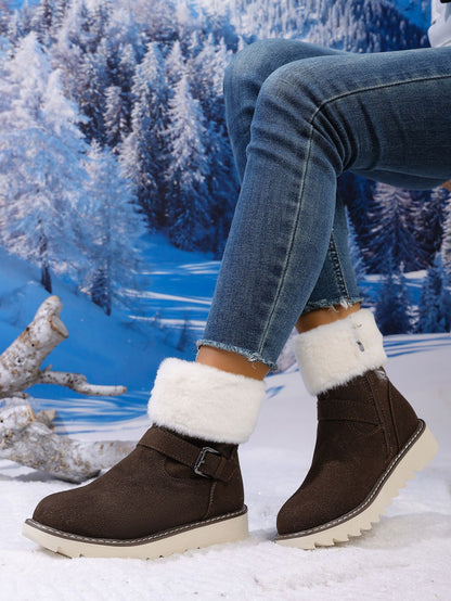 Belt Buckle Fleece-lined Side Zipper Boot