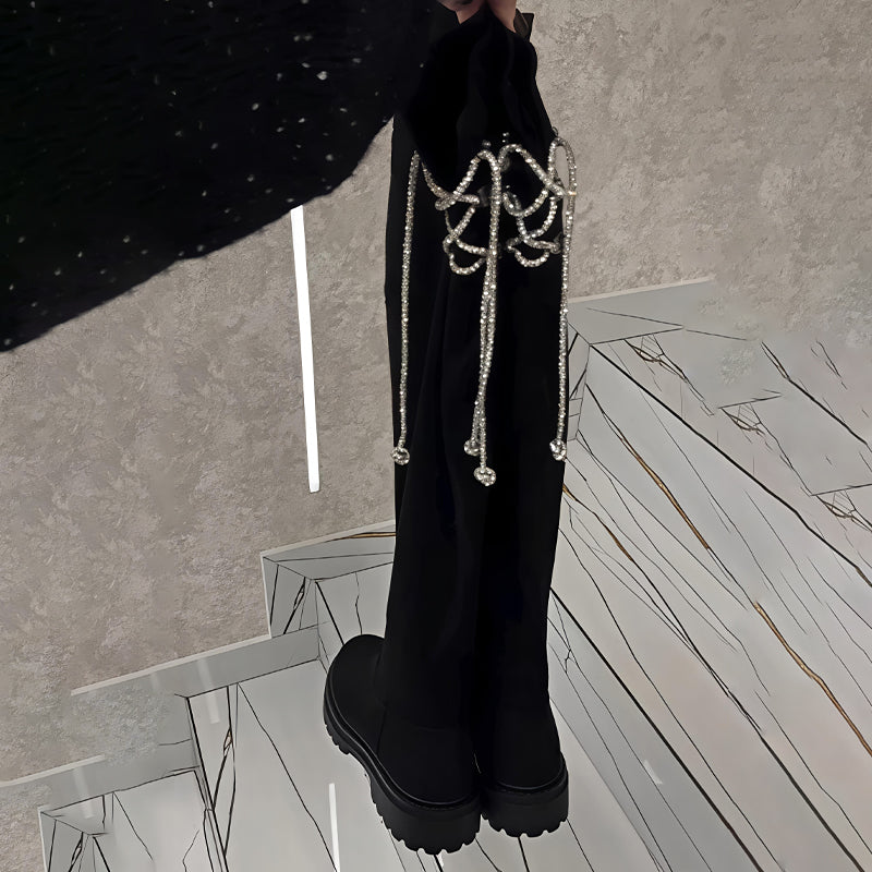 Shinny Strap Over-the-Knee Boots