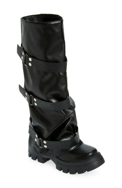 Buckle Details Thick-soled Knee High Boot