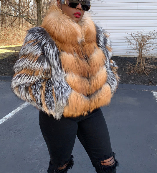 Silver Fox and Gold Fox Fur Jacket
