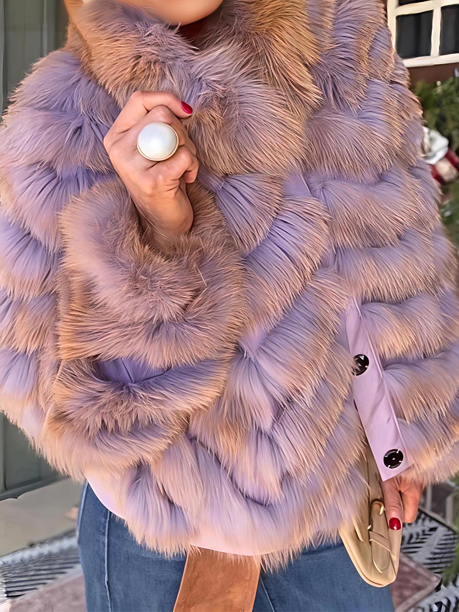 Reversible Faux Fox Fur Trim Jacket