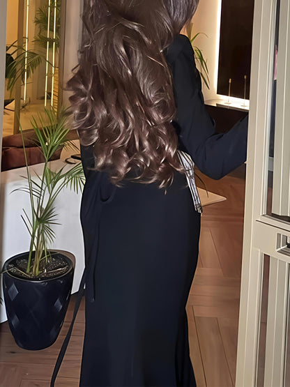 Gorgeous Rhinestone Sparkle Tassels Slim Maxi Dress