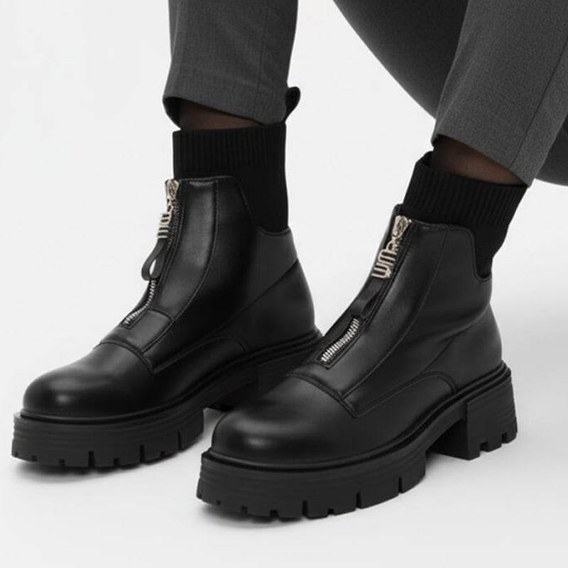 Zip Up Thick Sole Sock Boots