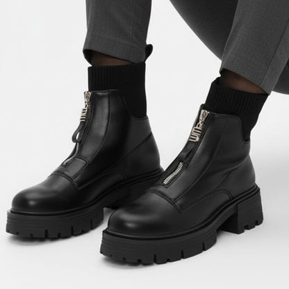 Zip Up Thick Sole Sock Boots
