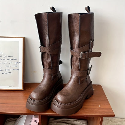 Belt Buckle Retro-style Motorcycle Tall Boot