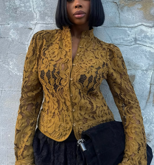 Lace Jacket With Puff Sleeves