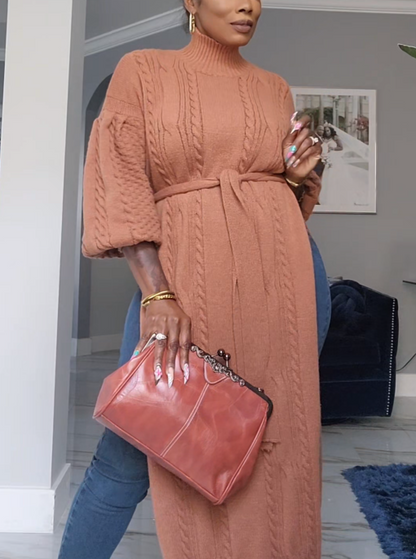 High-Neck Knit Split Top