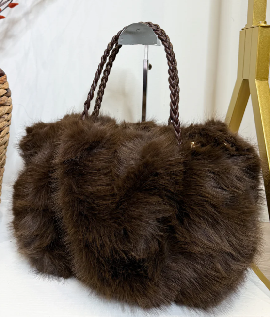 Faux Fox Fur Large Capacity Tote Bag