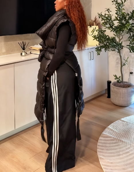 Long Line Puffer Vest In Black