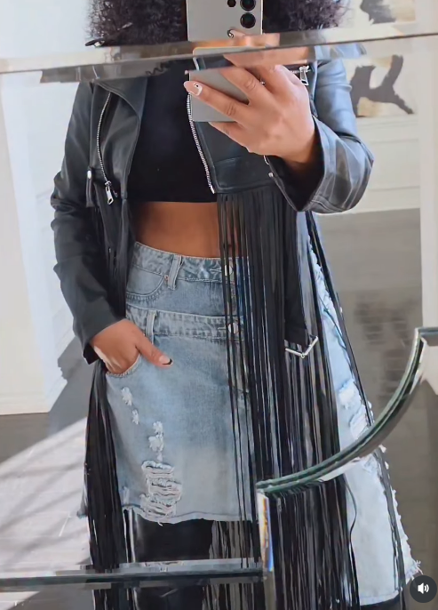 Maxi Fringe Faux Leather Moto Jacket