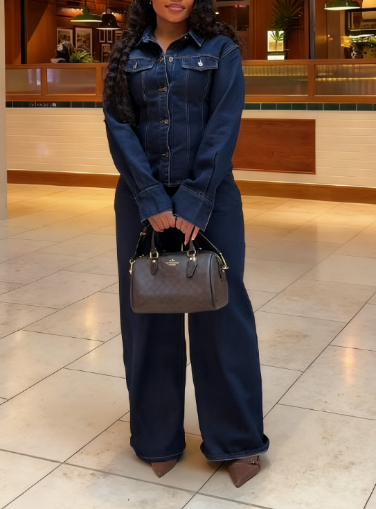 Retro Washed Denim Shirt and Pants Suit