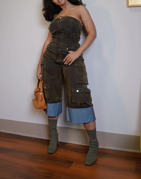 Cropped Cargo Jumpsuit