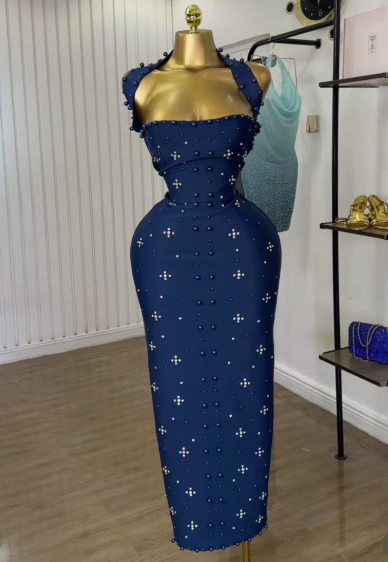 Sleeveless Pearl Wine Bandage Maxi Dress