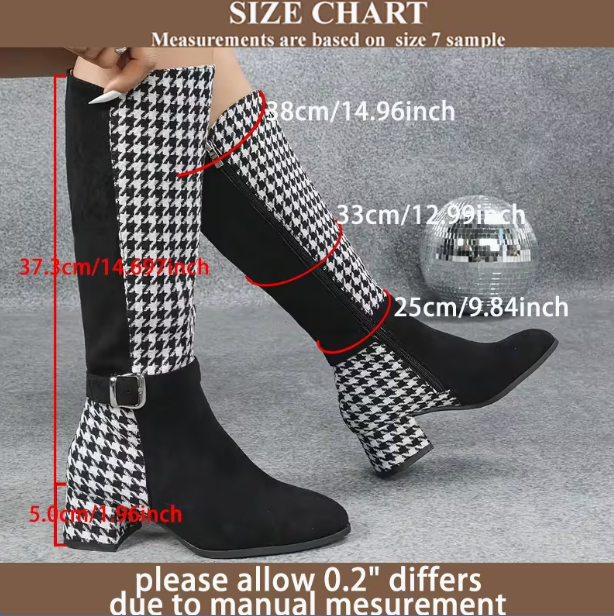 Buckled Design Chunky Heel Roomy Knee Boot