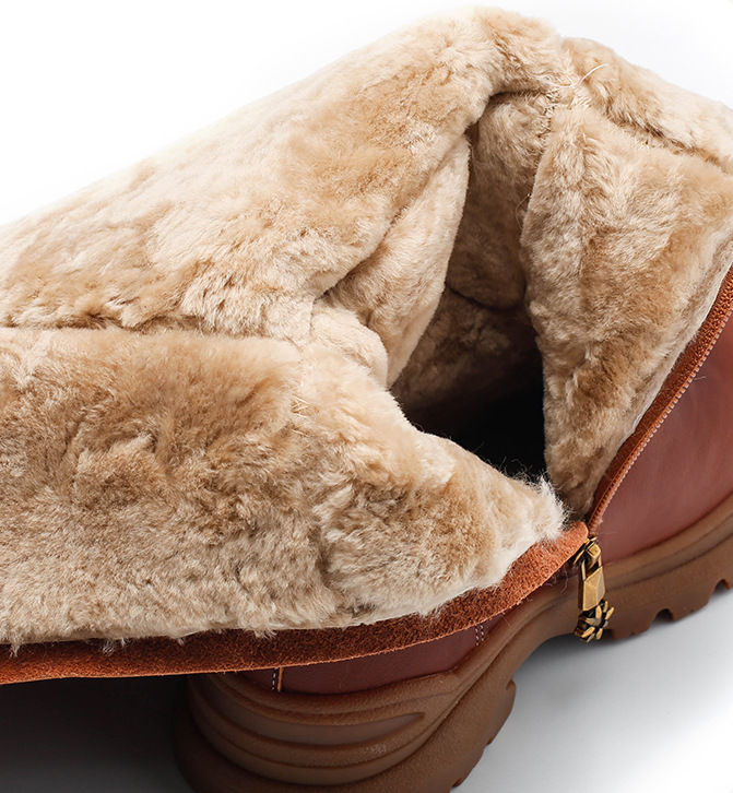 Thick-soled Fleece-lined Mid-calf Motorcycle Boot