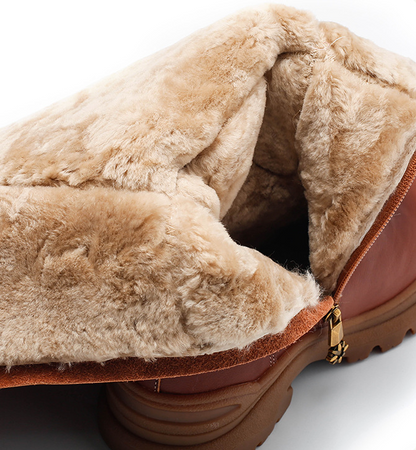 Thick-soled Fleece-lined Mid-calf Motorcycle Boot