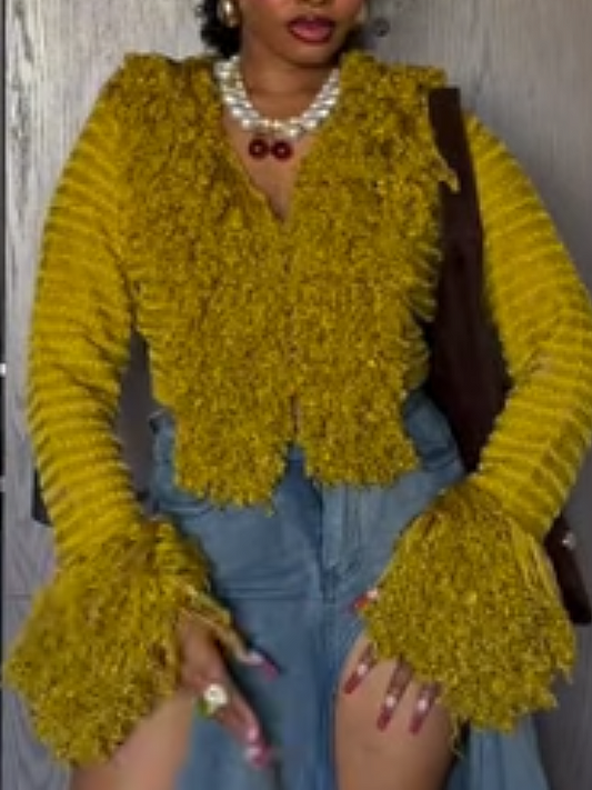 Fringed Knit Coat