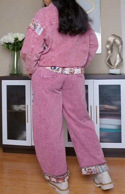 Stylish Patchwork Denim 2pc Set
