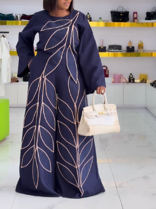 Leaf Print Pants Set