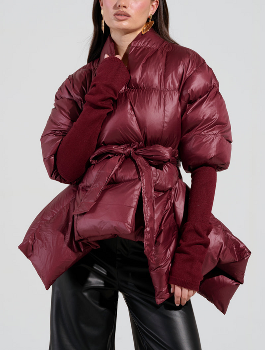 Ribbed Ruffled Puff Sleeve Jacket