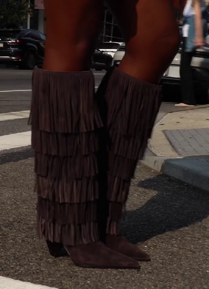 Fringed Suede Tall Boot