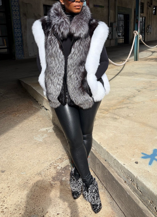 Eco-friendly Faux Fox Fur Coat Vest