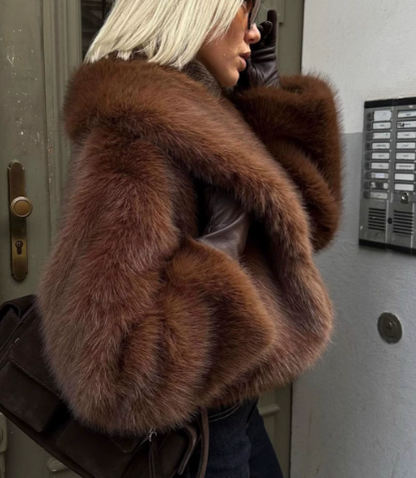Cropped Faux Fox Fur Coat