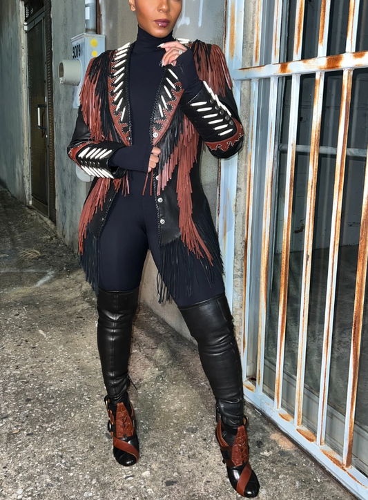 Genuine Leather Fringe Jacket