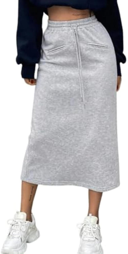 Fashionable Hooded Drawstring Sweatshirt Two Piece Sets