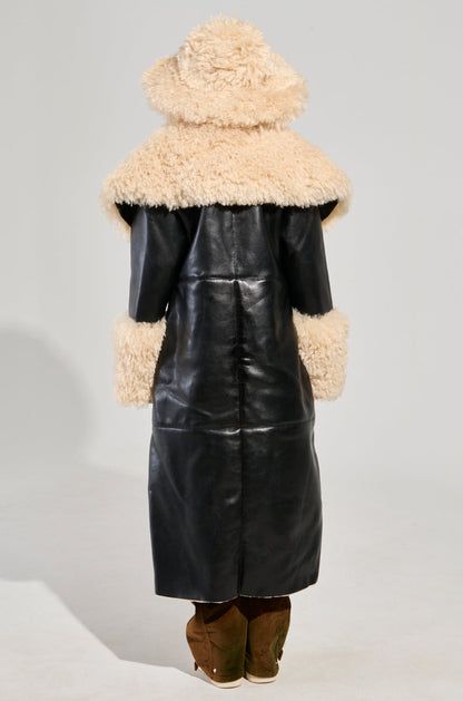 The Fluffy Sherpa Faux Leather Trench Coat