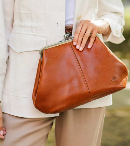 Leather Kisslock Bag