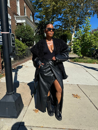 Lapel Shearling Bomber Jacket