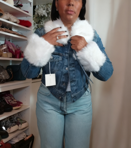 Loose Denim Jacket With Detachable Fur Collar