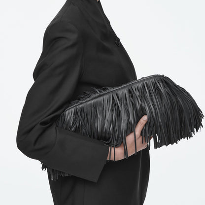 Tasselled Framed Leather Clutch