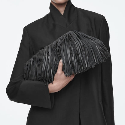 Tasselled Framed Leather Clutch