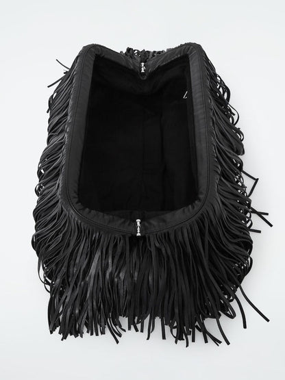 Tasselled Framed Leather Clutch