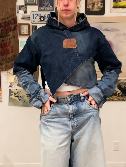 Hooded Cropped Denim Top