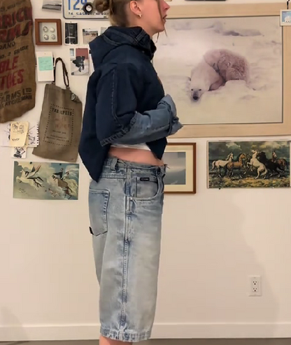 Hooded Cropped Denim Top